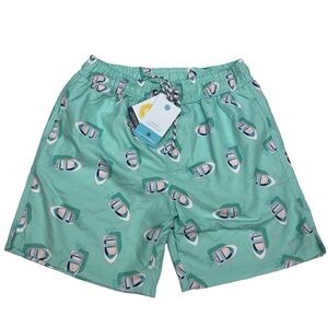 NWT SnapperRock Mint Green “Float Your Boat” Swim Trunks 11/12 years
